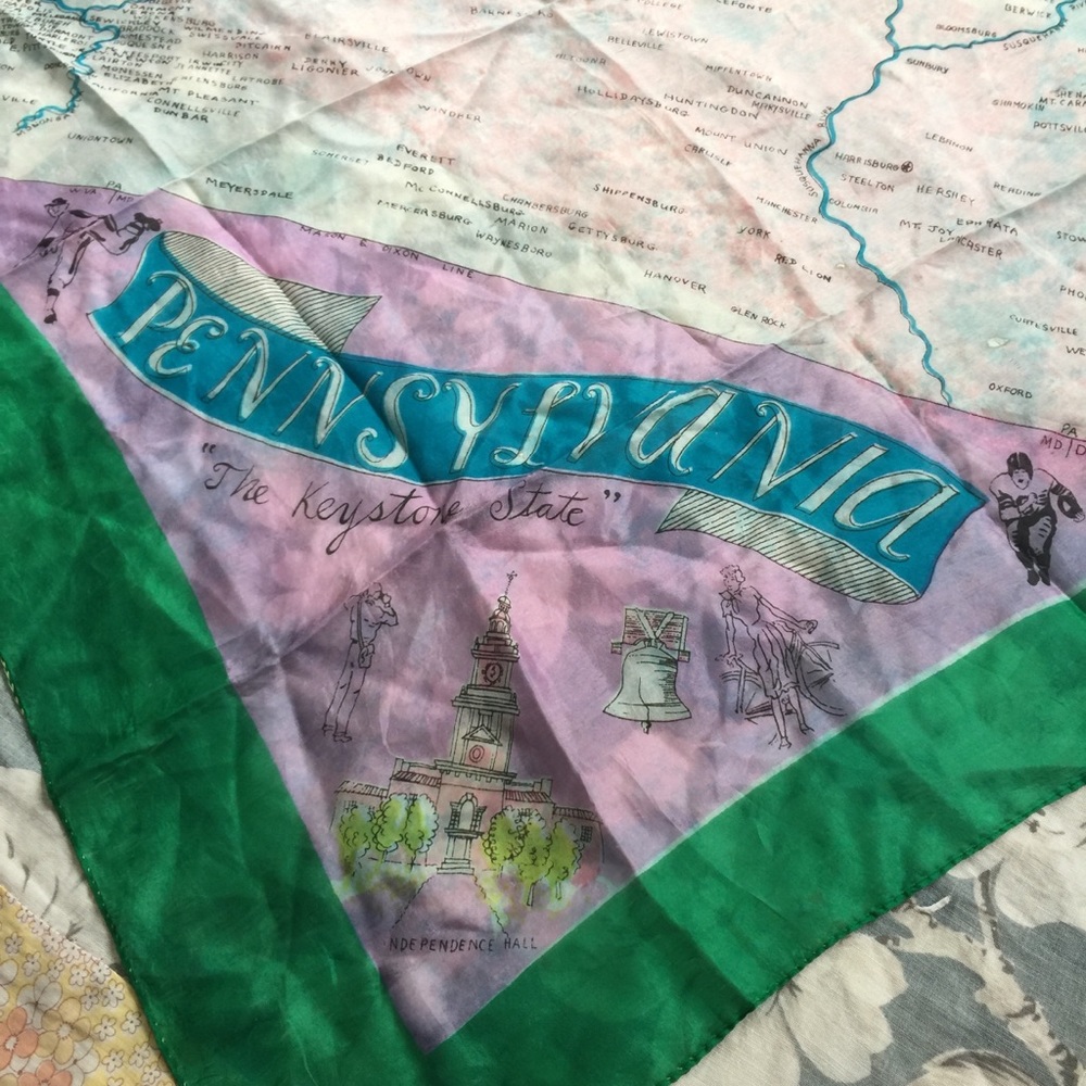 Vintage Handmade Square Pennsylvania Scarf